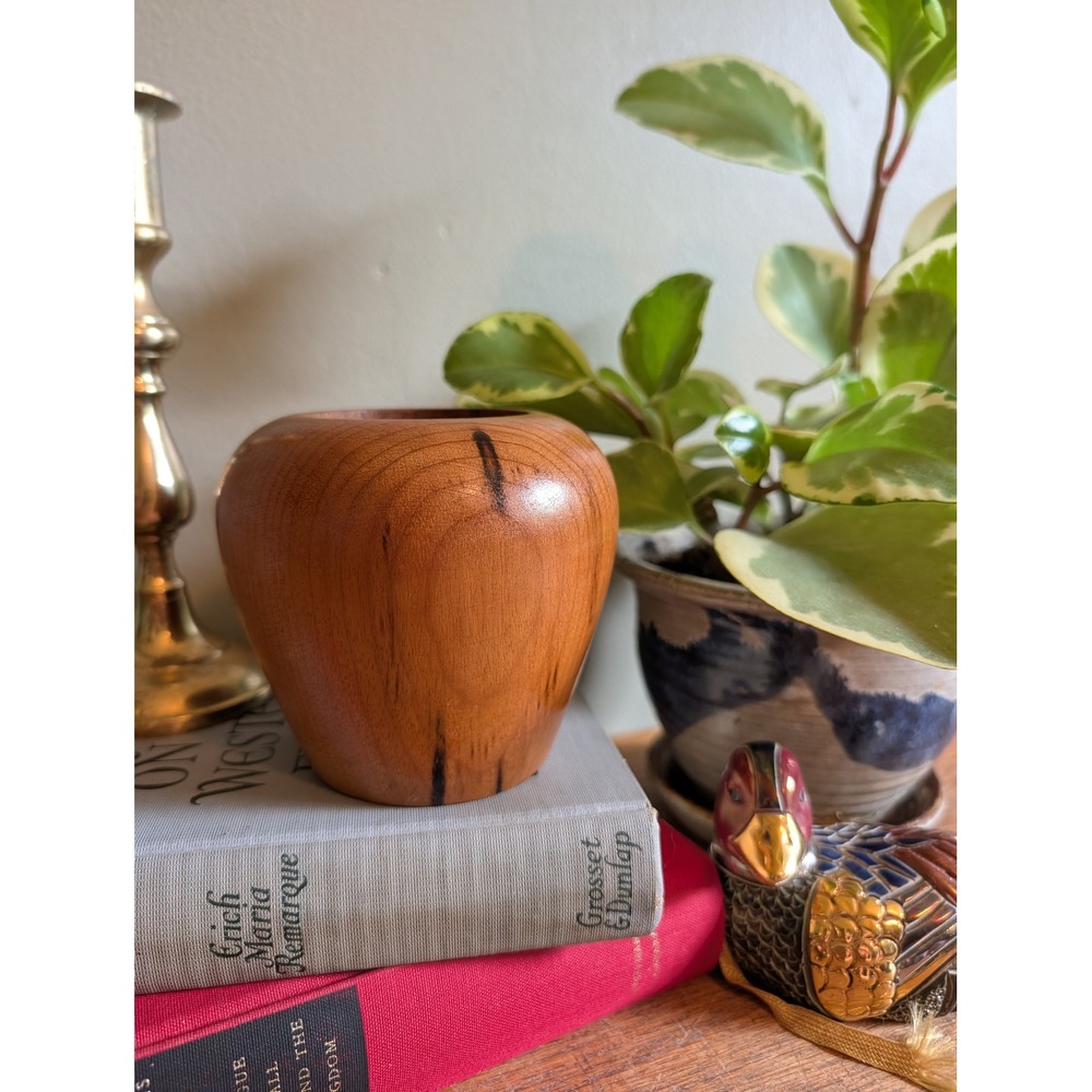 Vintage Kenneth E Molitor Oregon Myrtlewood‎ Vase Mid Century Modern Wood Vessel